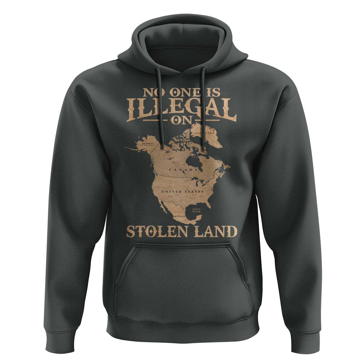 No One Is Illegal On Stolen Land Hoodie North America Vintage Map