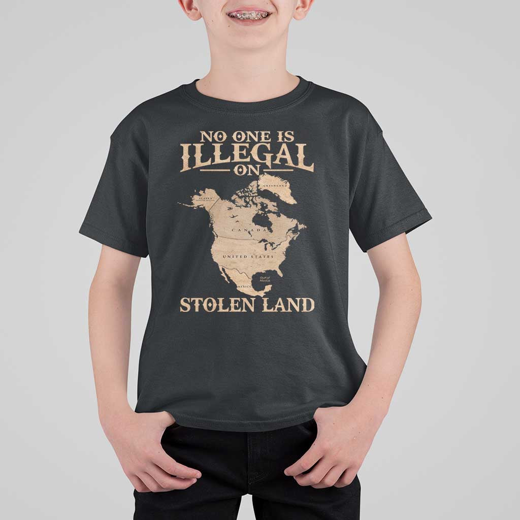 No One Is Illegal On Stolen Land T Shirt For Kid North America Vintage Map