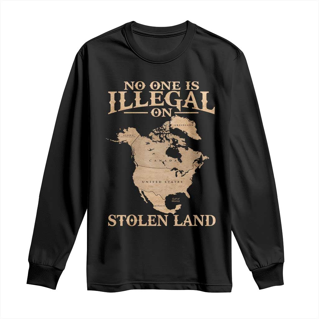No One Is Illegal On Stolen Land Long Sleeve Shirt North America Vintage Map