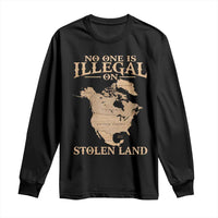 No One Is Illegal On Stolen Land Long Sleeve Shirt North America Vintage Map