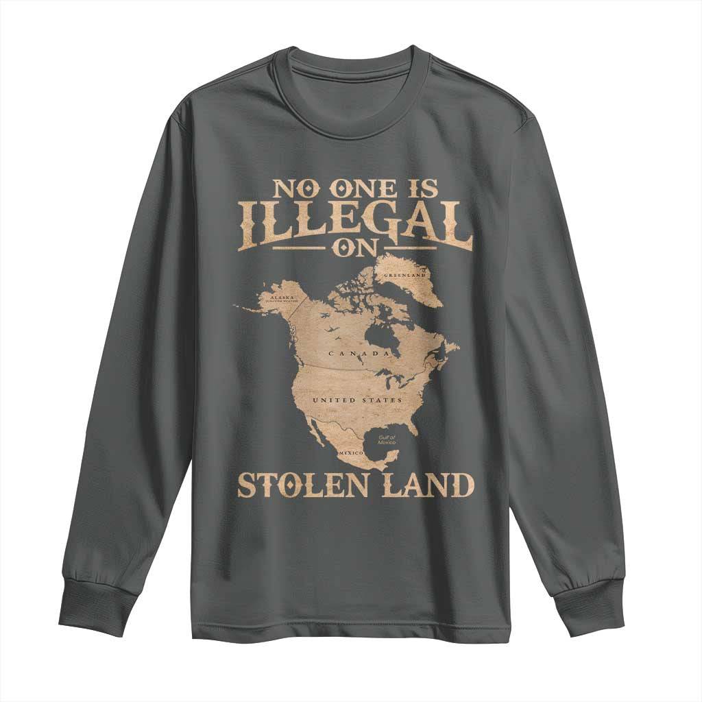 No One Is Illegal On Stolen Land Long Sleeve Shirt North America Vintage Map