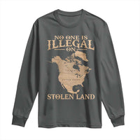 No One Is Illegal On Stolen Land Long Sleeve Shirt North America Vintage Map