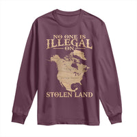 No One Is Illegal On Stolen Land Long Sleeve Shirt North America Vintage Map