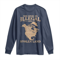 No One Is Illegal On Stolen Land Long Sleeve Shirt North America Vintage Map