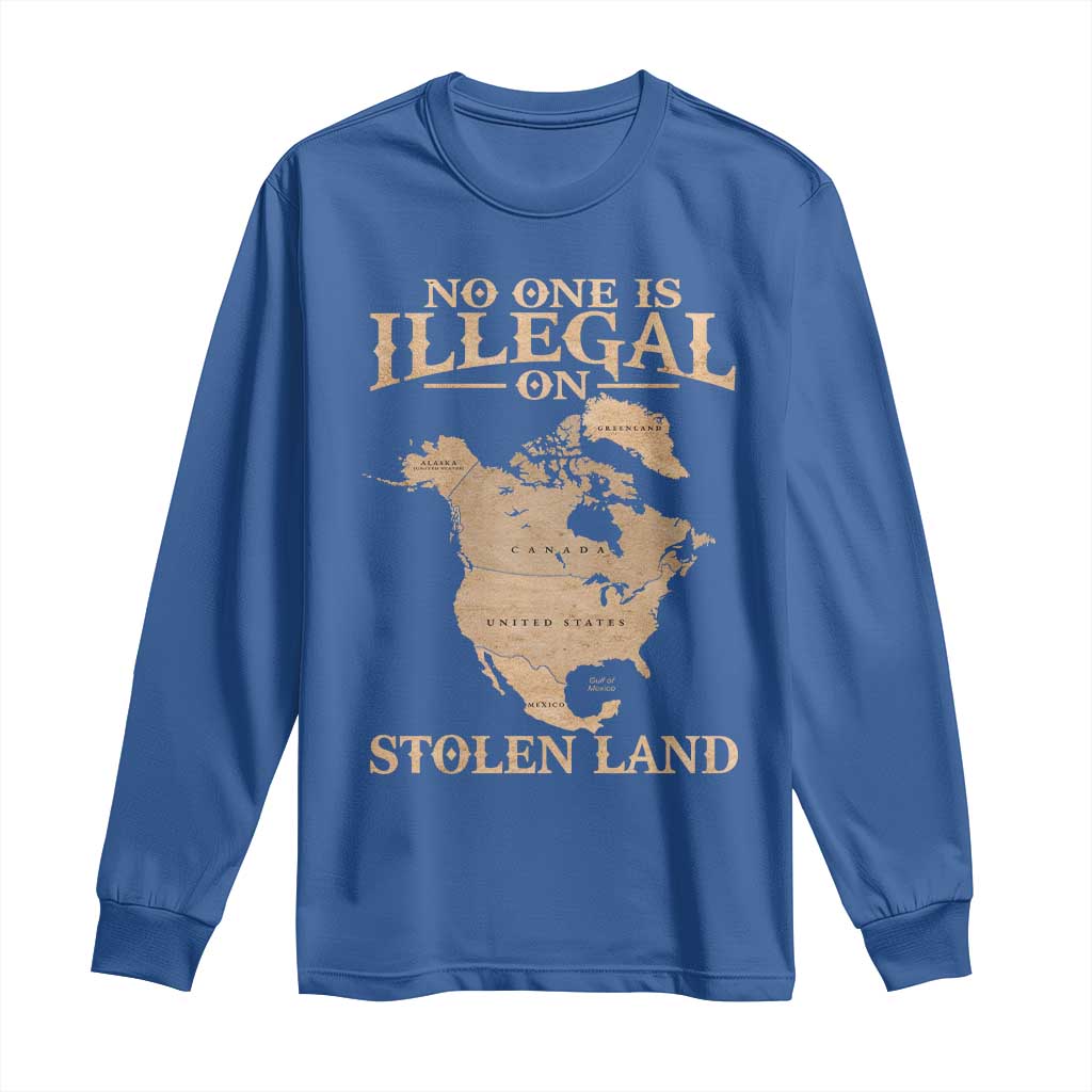 No One Is Illegal On Stolen Land Long Sleeve Shirt North America Vintage Map