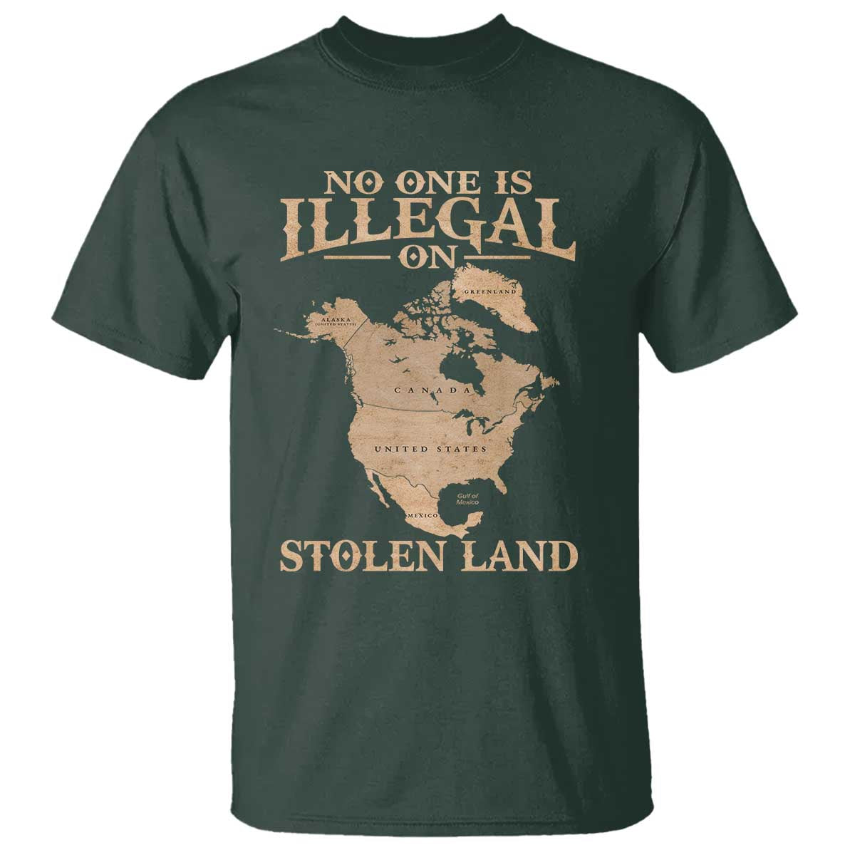 No One Is Illegal On Stolen Land T Shirt North America Vintage Map