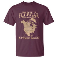 No One Is Illegal On Stolen Land T Shirt North America Vintage Map