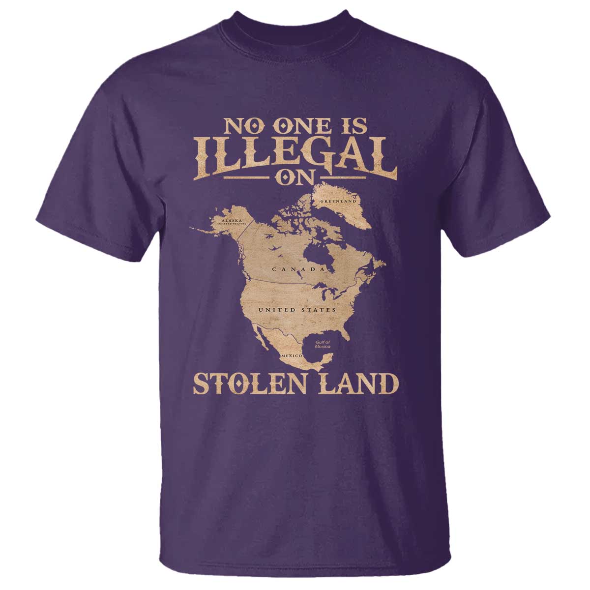 No One Is Illegal On Stolen Land T Shirt North America Vintage Map