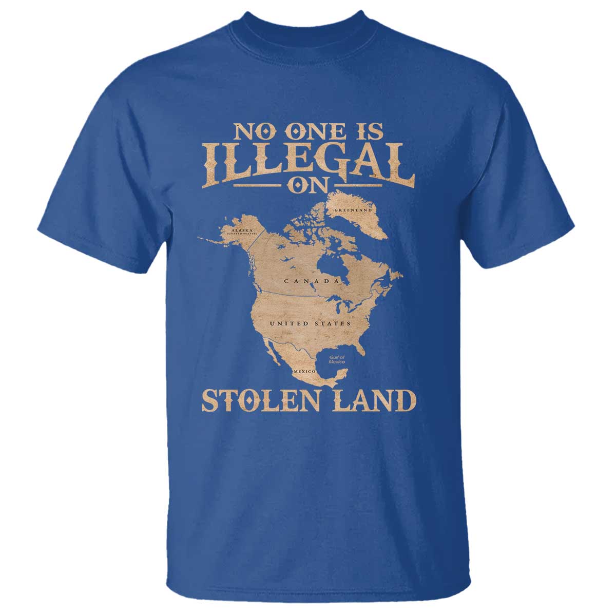 No One Is Illegal On Stolen Land T Shirt North America Vintage Map