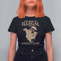 No One Is Illegal On Stolen Land T Shirt For Women North America Vintage Map