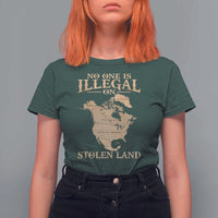 No One Is Illegal On Stolen Land T Shirt For Women North America Vintage Map