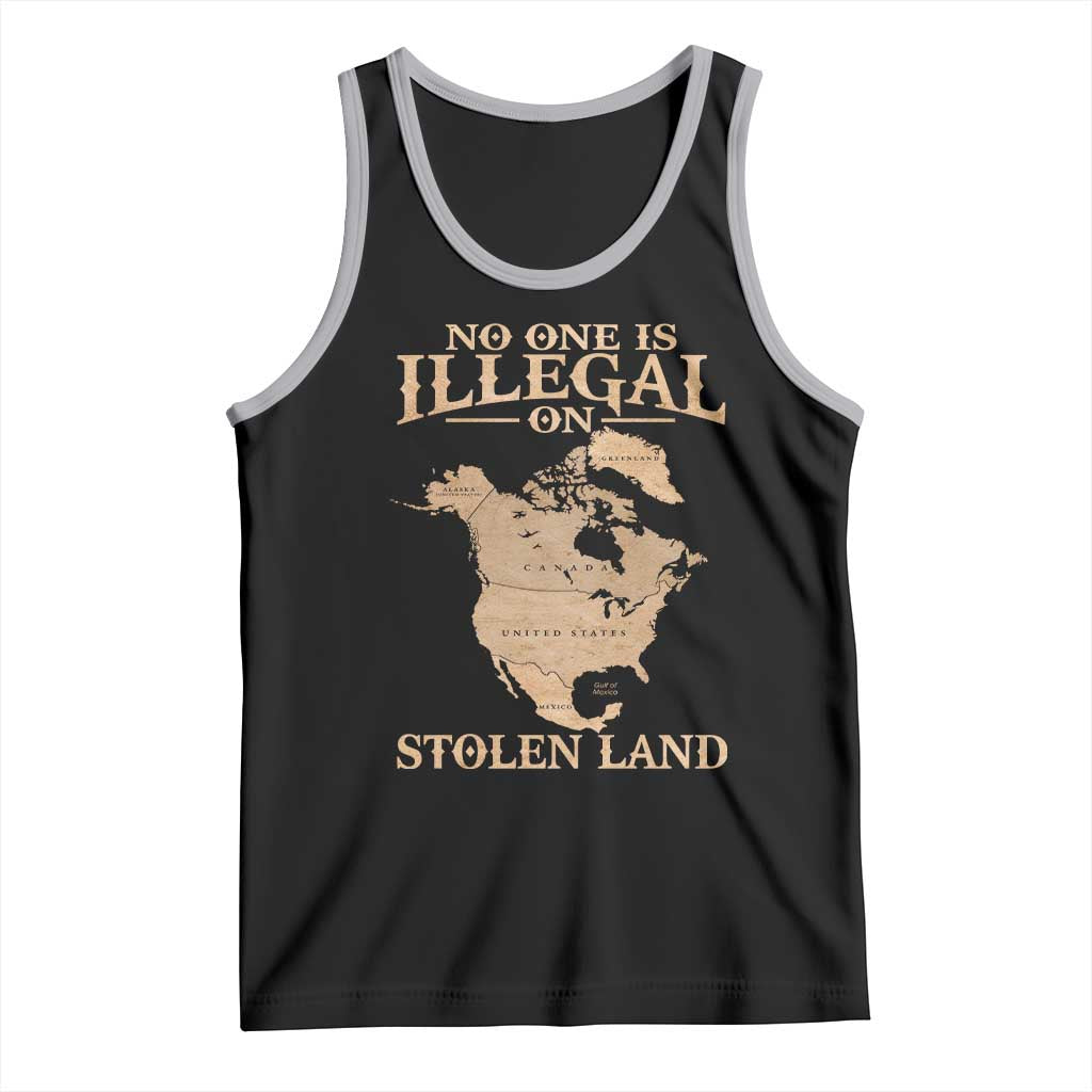 No One Is Illegal On Stolen Land Tank Top North America Vintage Map