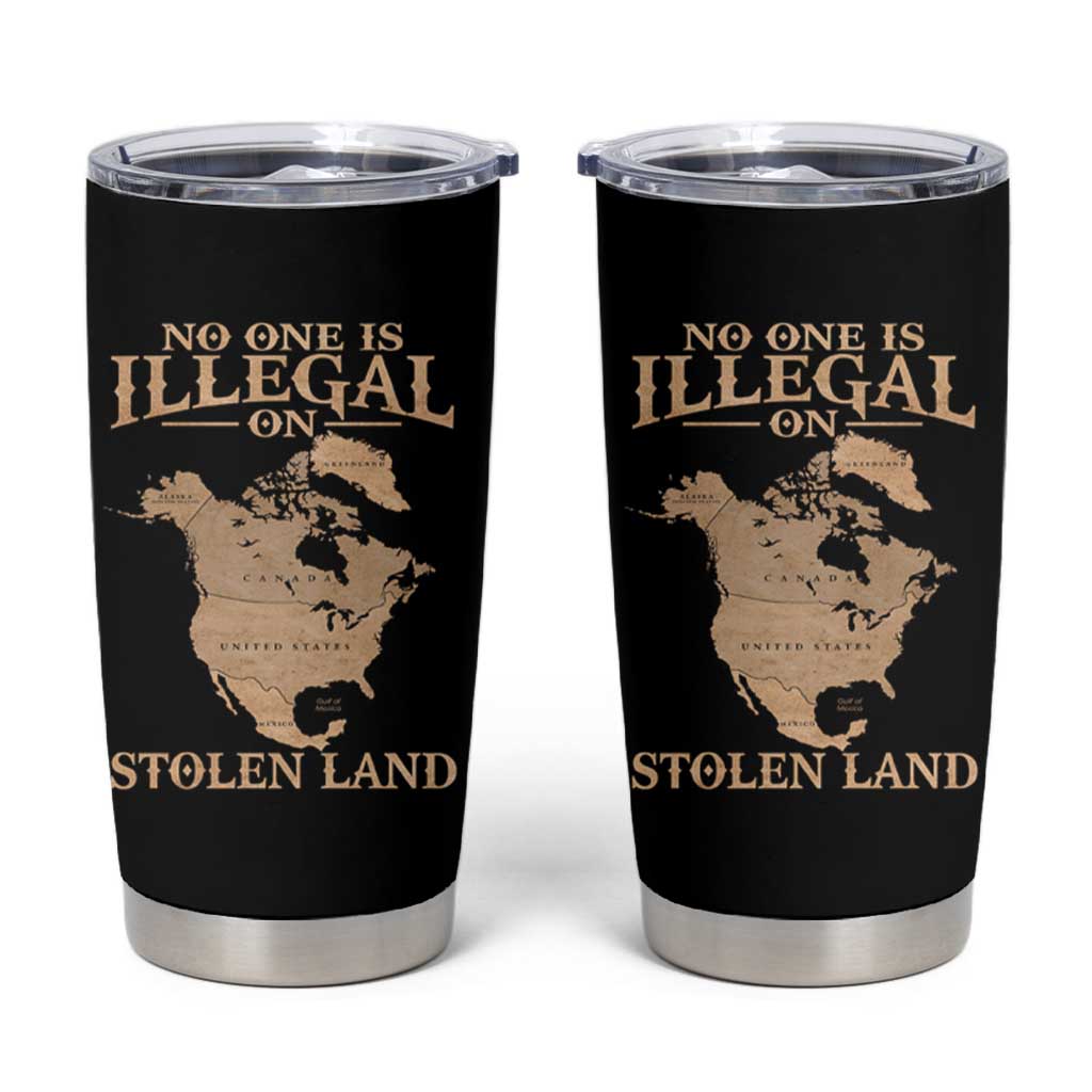 No One Is Illegal On Stolen Land Tumbler Cup North America Vintage Map