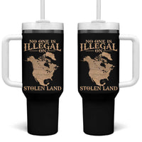 No One Is Illegal On Stolen Land Tumbler With Handle North America Vintage Map