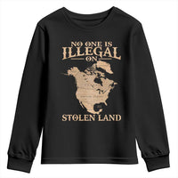No One Is Illegal On Stolen Land Youth Sweatshirt North America Vintage Map