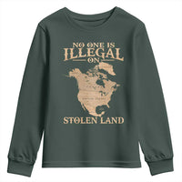 No One Is Illegal On Stolen Land Youth Sweatshirt North America Vintage Map
