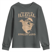 No One Is Illegal On Stolen Land Youth Sweatshirt North America Vintage Map