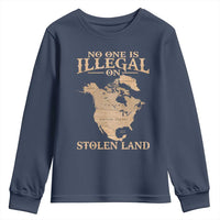 No One Is Illegal On Stolen Land Youth Sweatshirt North America Vintage Map