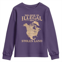 No One Is Illegal On Stolen Land Youth Sweatshirt North America Vintage Map