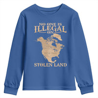 No One Is Illegal On Stolen Land Youth Sweatshirt North America Vintage Map