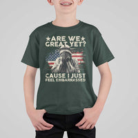 Funny Are We Great Yet Cause I Just Feel Embarrassed T Shirt For Kid Statue Of Liberty American Flag