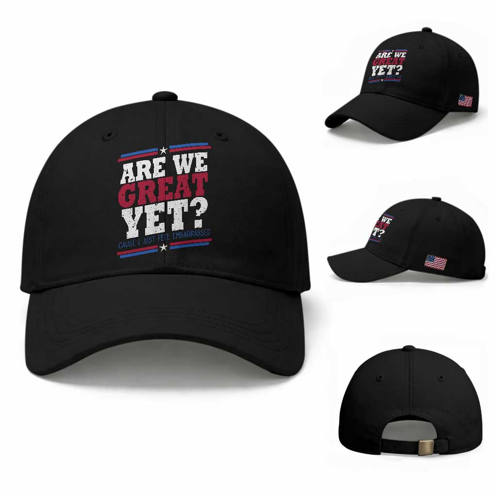 Are We Great Yet Cause I Just Feel Embarrassed Baseball Cap Vintage Stripes