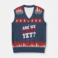 Are We Great Yet Cause I Just Feel Embarrassed V-Neck Knit Sweater Vest Vintage Stripes - Wonder Print Shop