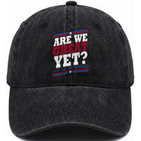 Are We Great Yet Cause I Just Feel Embarrassed Washed Cotton Baseball Cap Vintage Stripes