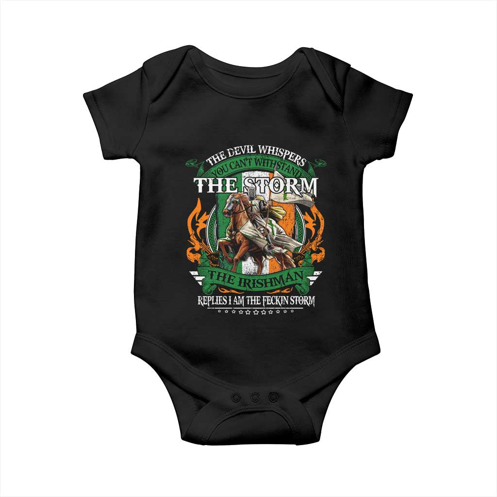 Irish Pride Baby Onesie The Devil Whispers You Can't Withstand The Storm The Irishman Replies