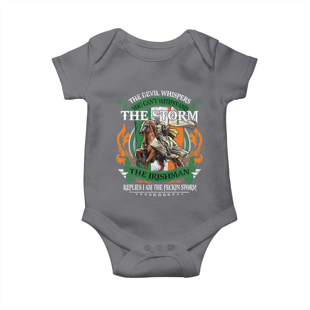 Irish Pride Baby Onesie The Devil Whispers You Can't Withstand The Storm The Irishman Replies