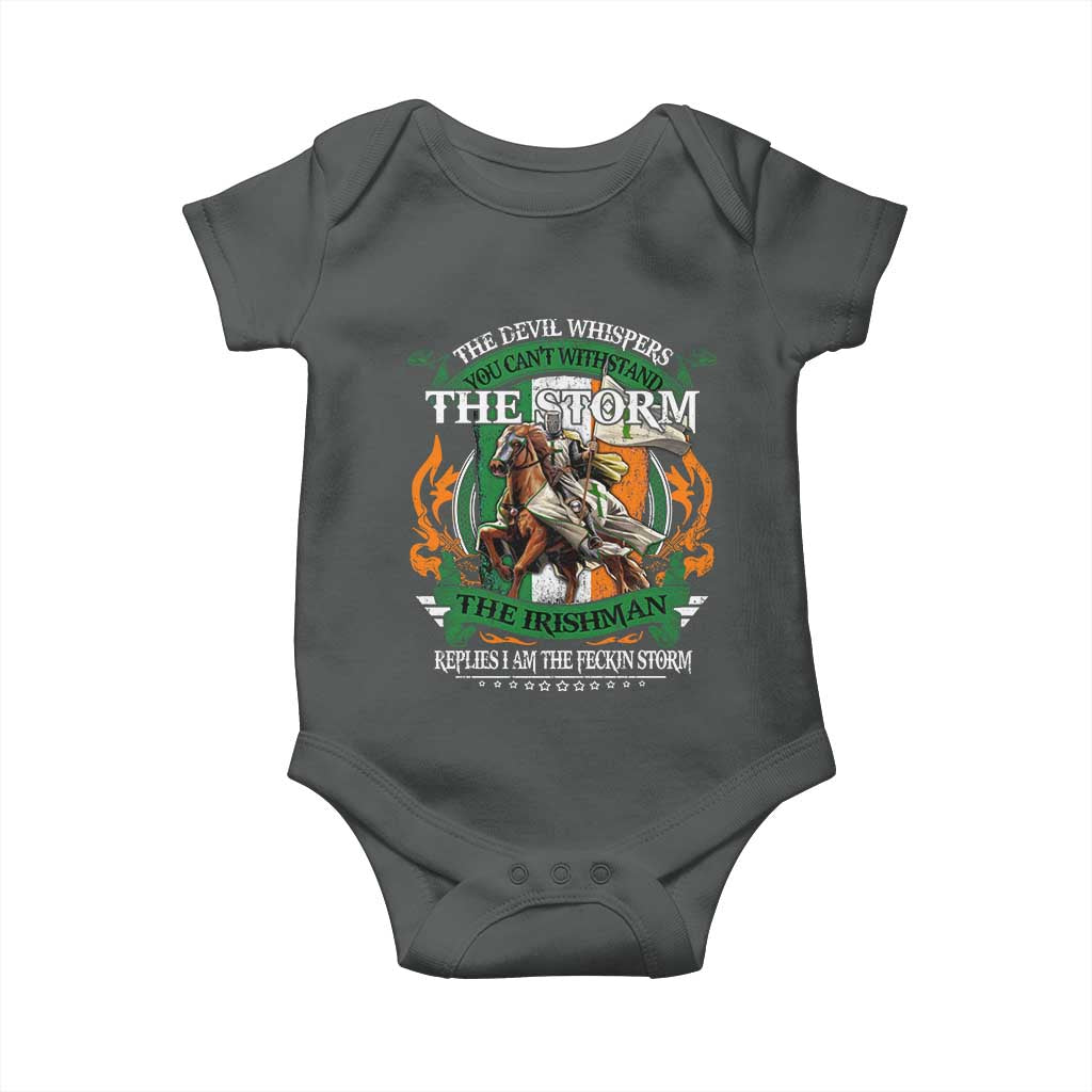 Irish Pride Baby Onesie The Devil Whispers You Can't Withstand The Storm The Irishman Replies
