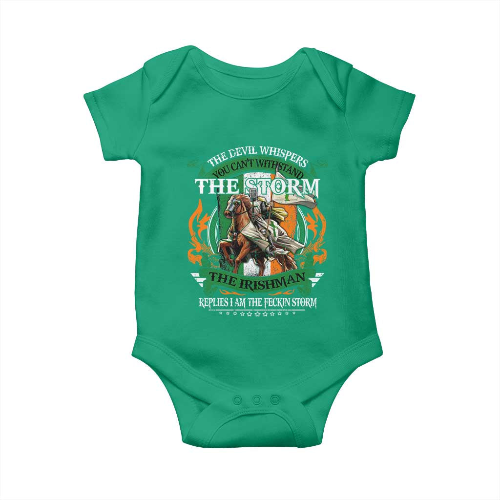 Irish Pride Baby Onesie The Devil Whispers You Can't Withstand The Storm The Irishman Replies