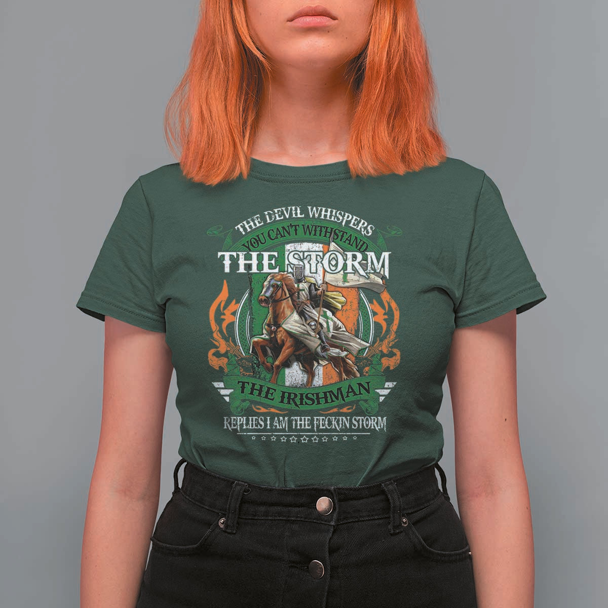 Irish Pride T Shirt For Women The Devil Whispers You Can't Withstand The Storm The Irishman Replies