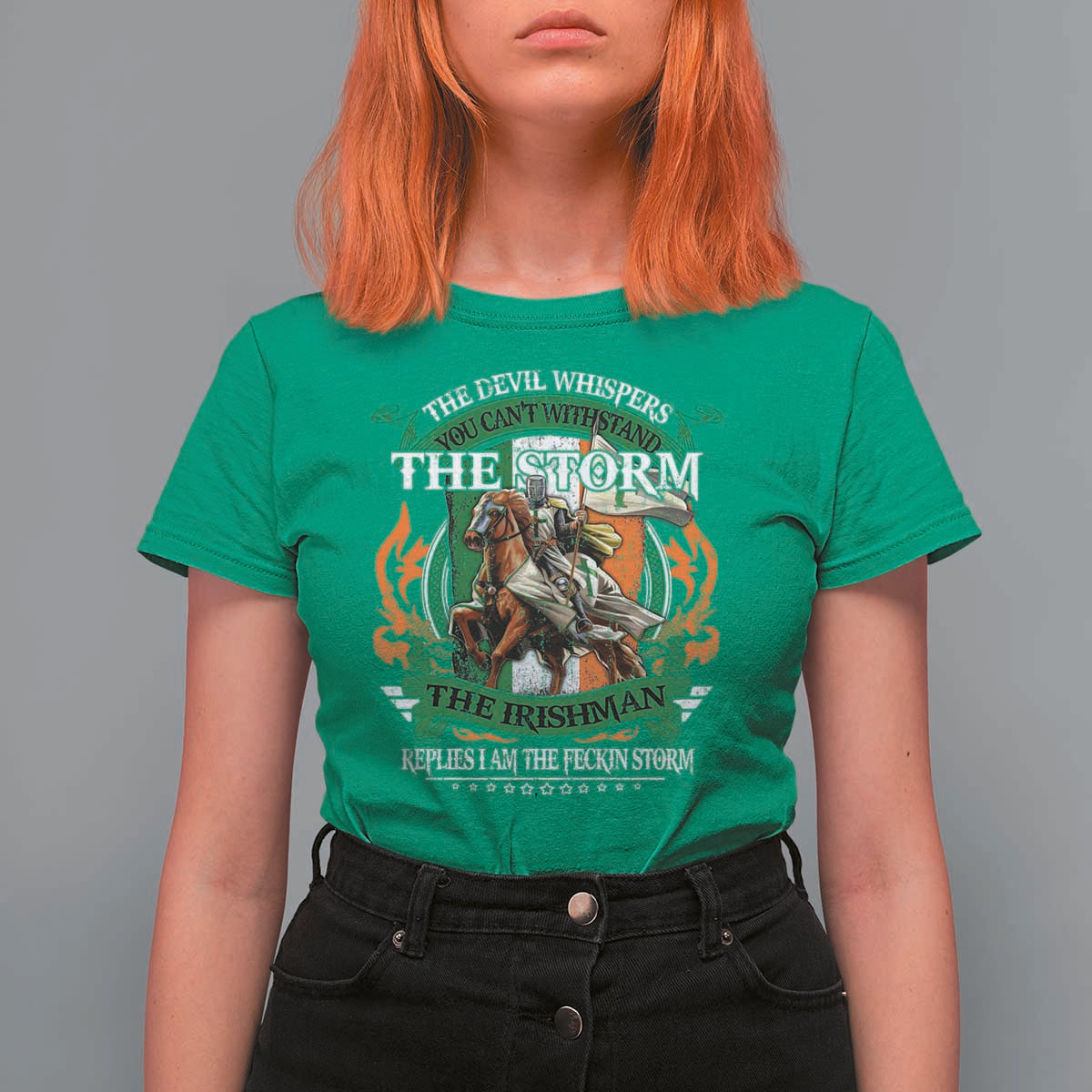Irish Pride T Shirt For Women The Devil Whispers You Can't Withstand The Storm The Irishman Replies