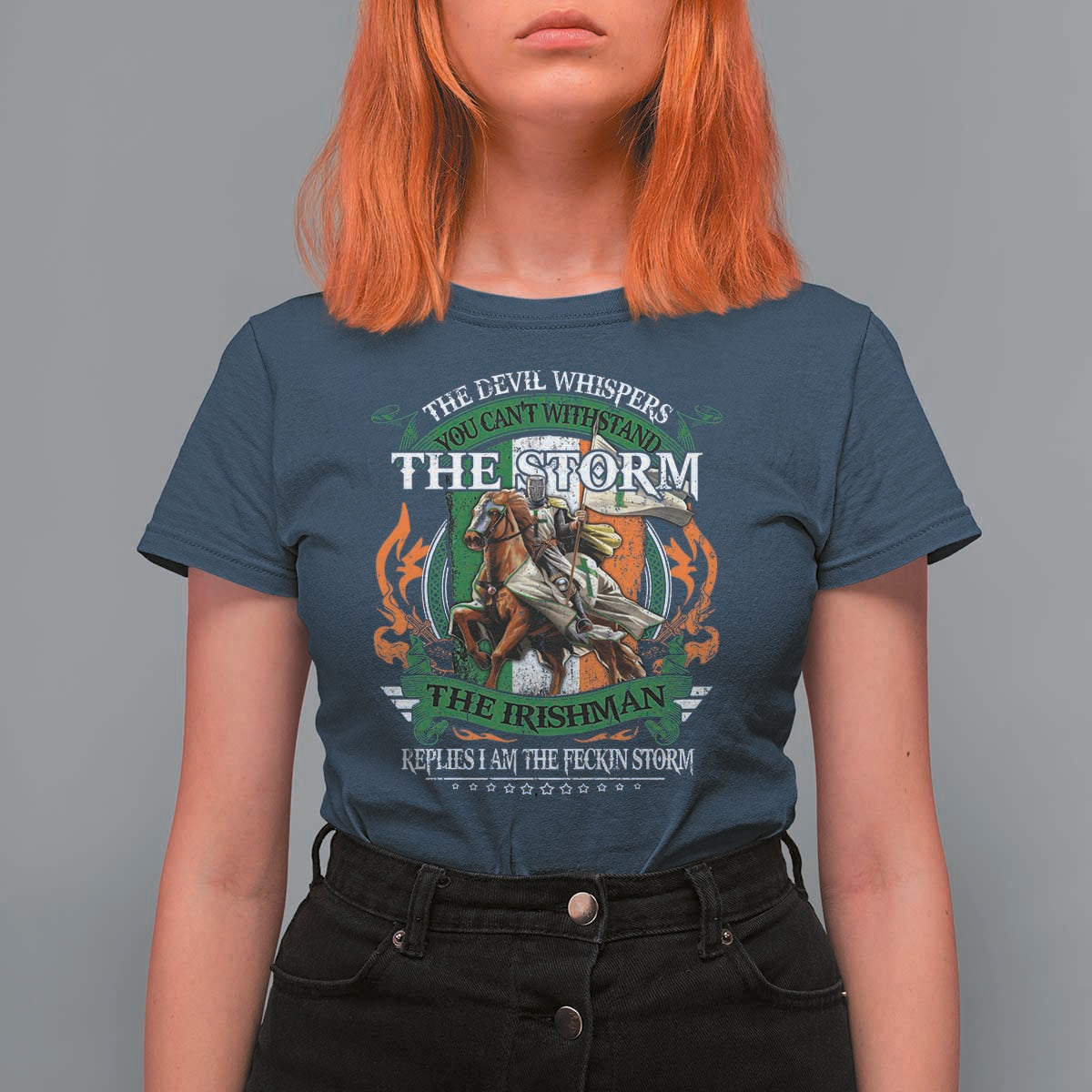 Irish Pride T Shirt For Women The Devil Whispers You Can't Withstand The Storm The Irishman Replies