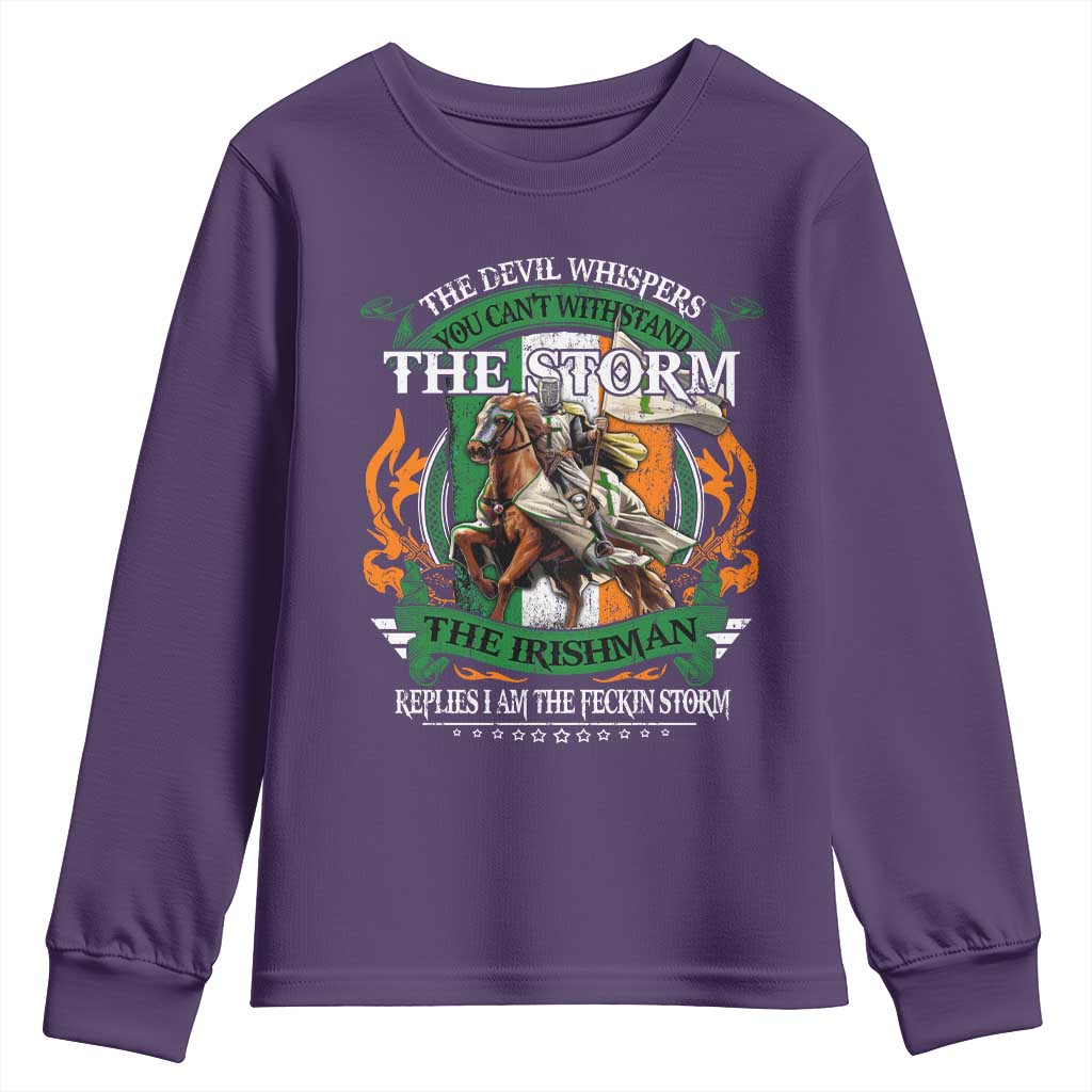 Irish Pride Youth Sweatshirt The Devil Whispers You Can't Withstand The Storm The Irishman Replies
