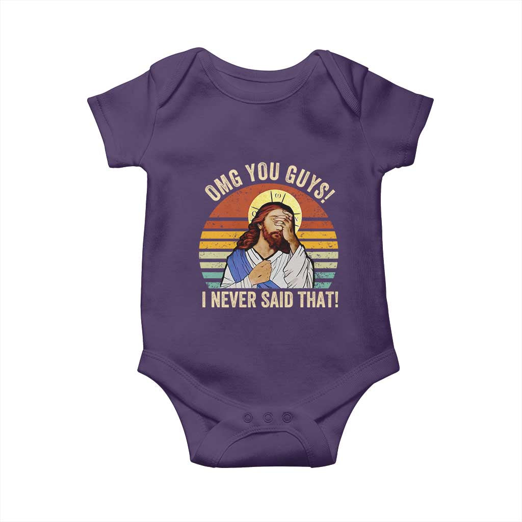 Funny OMG You Guys I Never Said That Baby Onesie Retro Christian Relegious