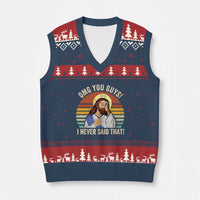 Funny OMG You Guys I Never Said That V-Neck Knit Sweater Vest Retro Christian Relegious - Wonder Print Shop