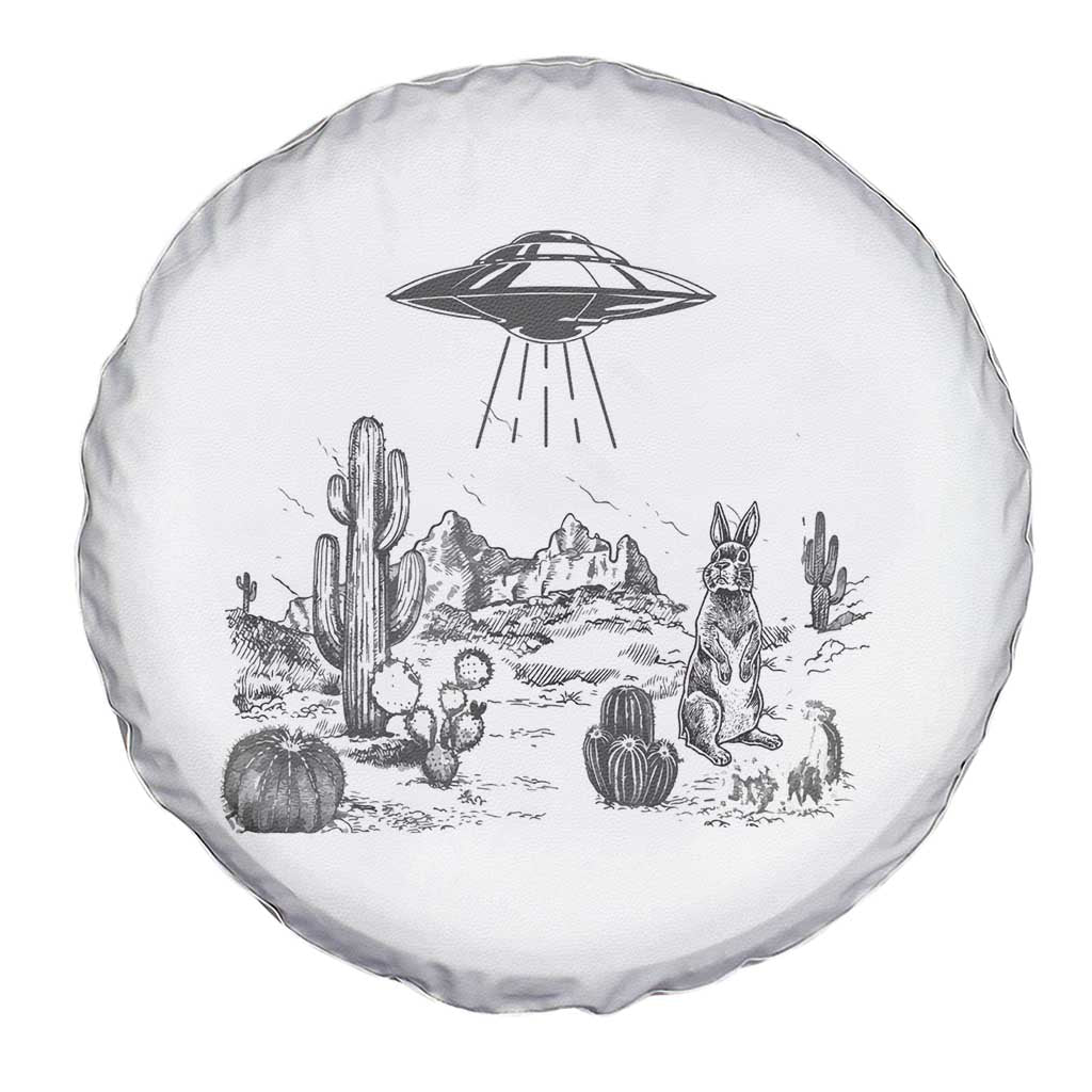Funny Western Easter Day UFO Bunny Alien Spare Tire Cover