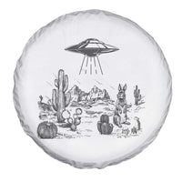 Funny Western Easter Day UFO Bunny Alien Spare Tire Cover