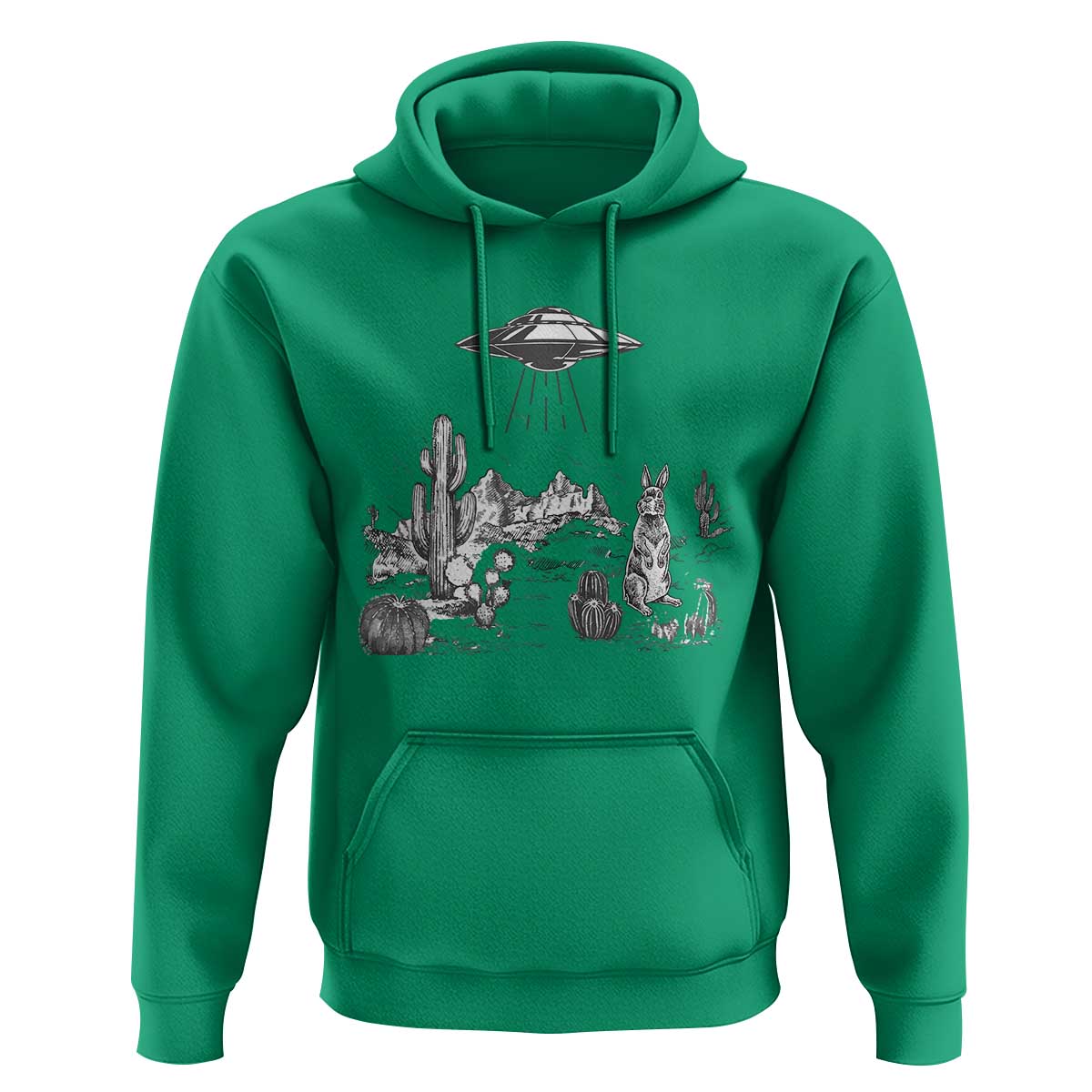 Funny Western Easter Day UFO Bunny Alien Hoodie