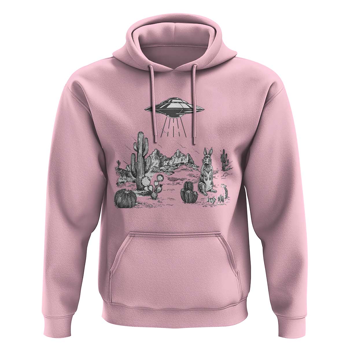 Funny Western Easter Day UFO Bunny Alien Hoodie