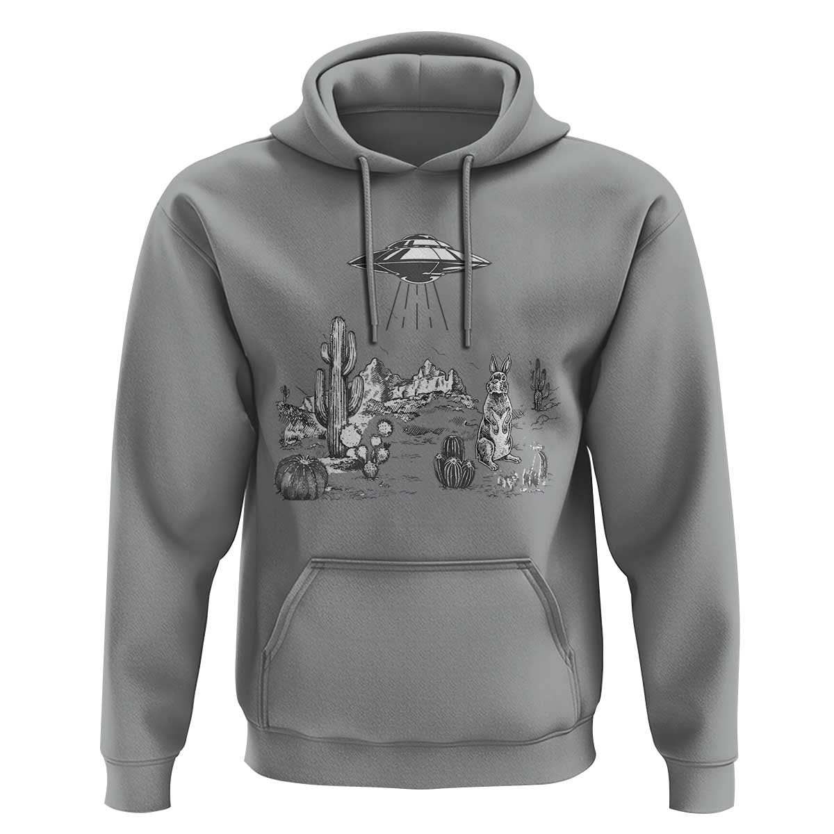 Funny Western Easter Day UFO Bunny Alien Hoodie