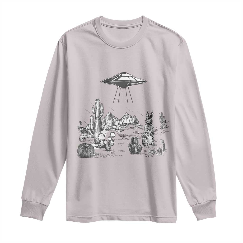 Funny Western Easter Day UFO Bunny Alien Long Sleeve Shirt