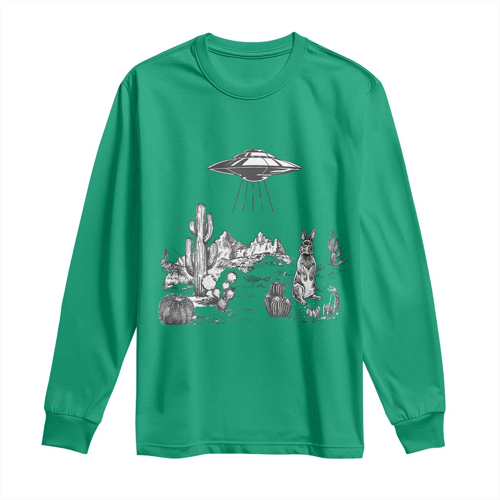 Funny Western Easter Day UFO Bunny Alien Long Sleeve Shirt