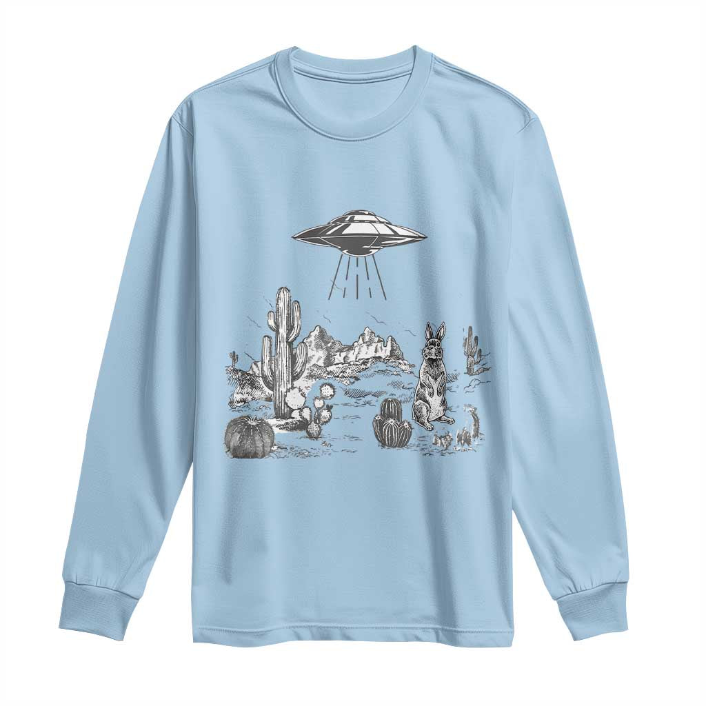 Funny Western Easter Day UFO Bunny Alien Long Sleeve Shirt