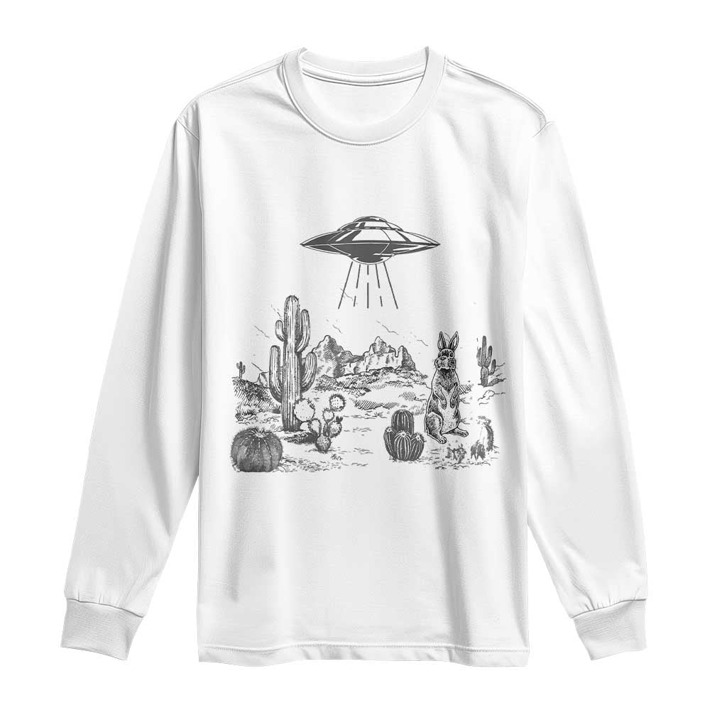 Funny Western Easter Day UFO Bunny Alien Long Sleeve Shirt