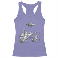 Funny Western Easter Day UFO Bunny Alien Racerback Tank Top