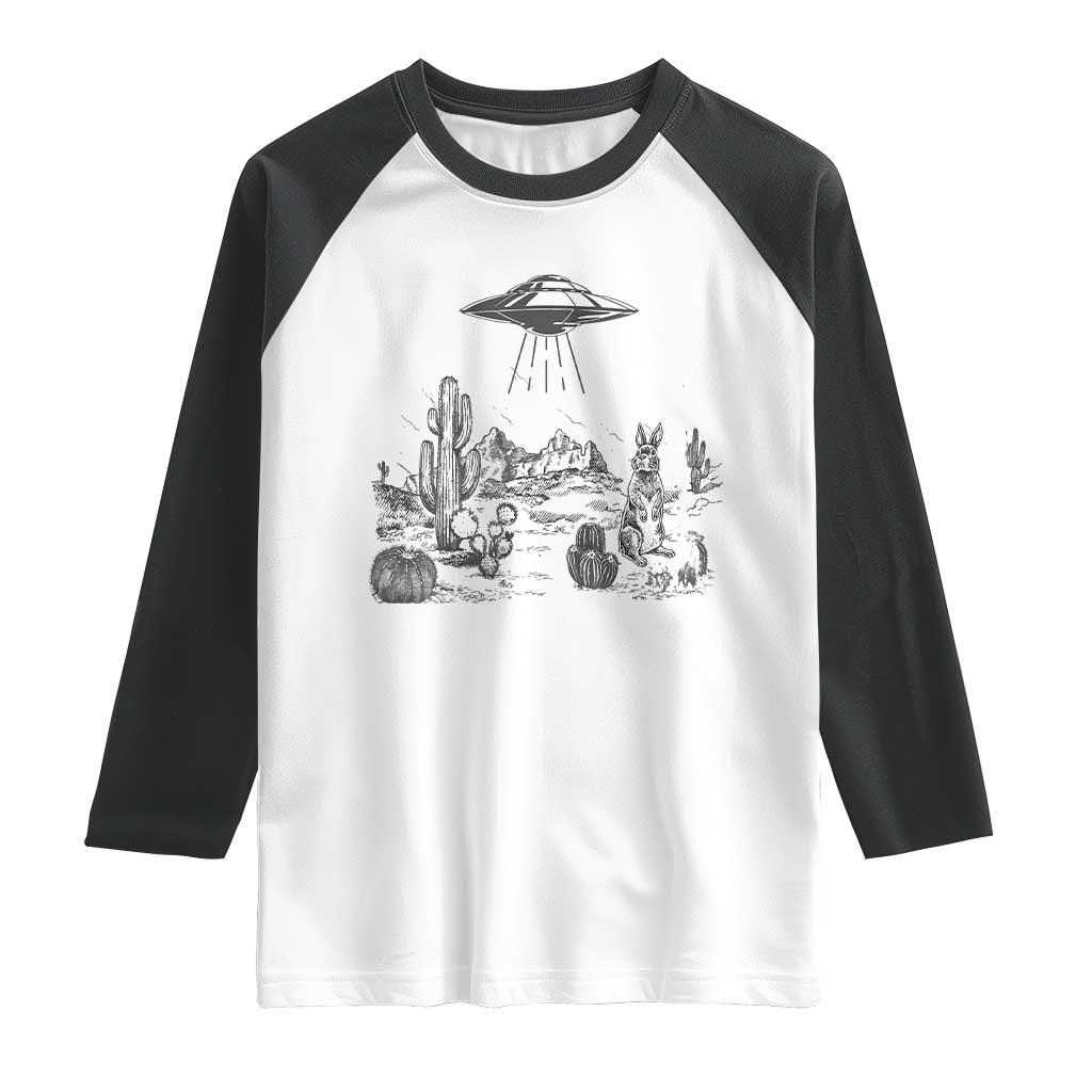 Funny Western Easter Day UFO Bunny Alien Raglan Shirt