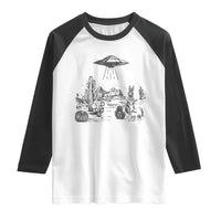 Funny Western Easter Day UFO Bunny Alien Raglan Shirt